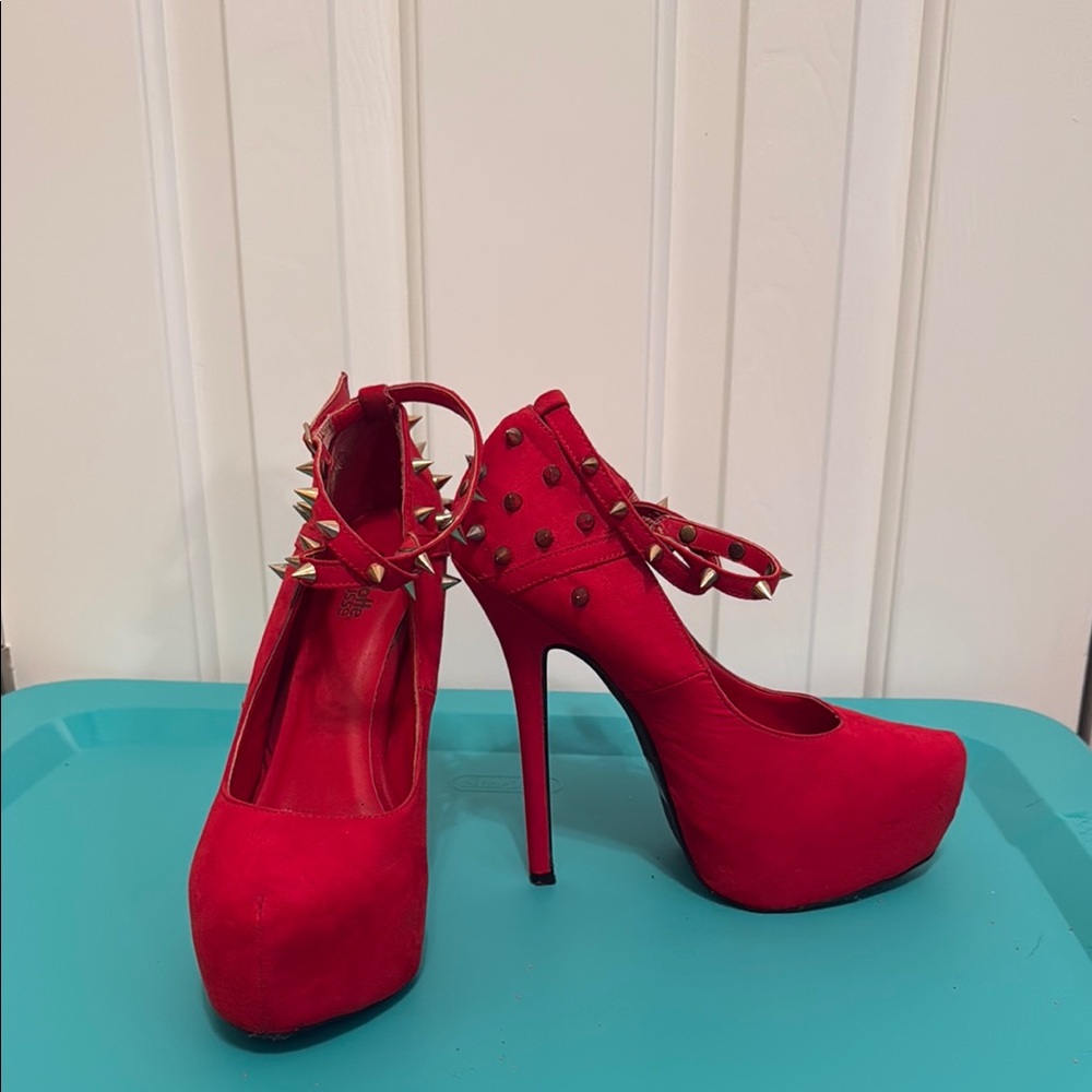 Charlotte Russe Red Platform Heels with Ankle Strap